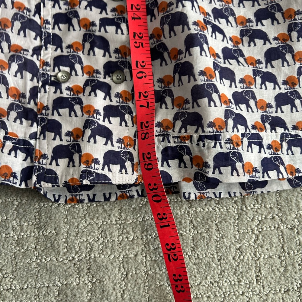 NWT BCBGeneration Strapless Elephant Print Dress Navy Orange Safari BUTTON Large - Picture 14 of 16